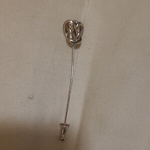 Silver Knot Stick Pin - Elegant Silver Tone Vintage